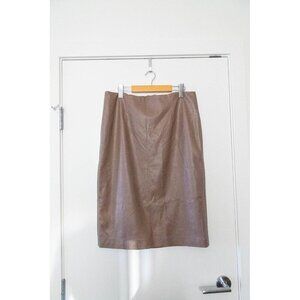 RW & Co Taupe Faux Leather Pencil Skirt
